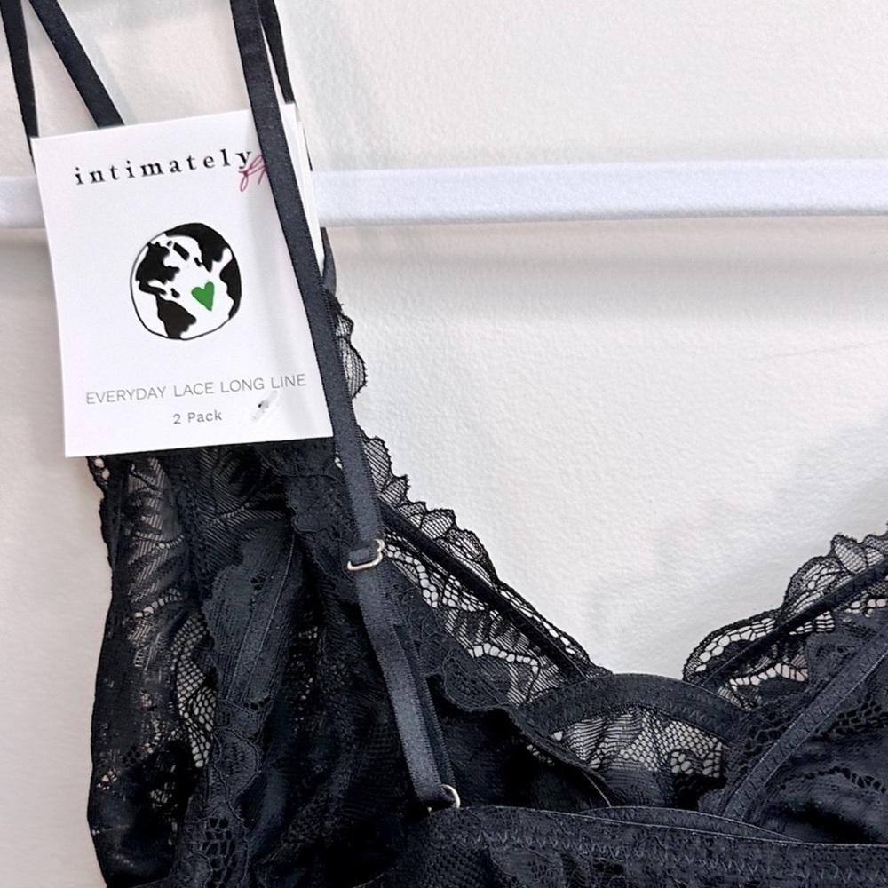 NWT 2-Pack Free People Everyday Lace Longline Bralettes Black Combo Size X-Small - Picture 8 of 13